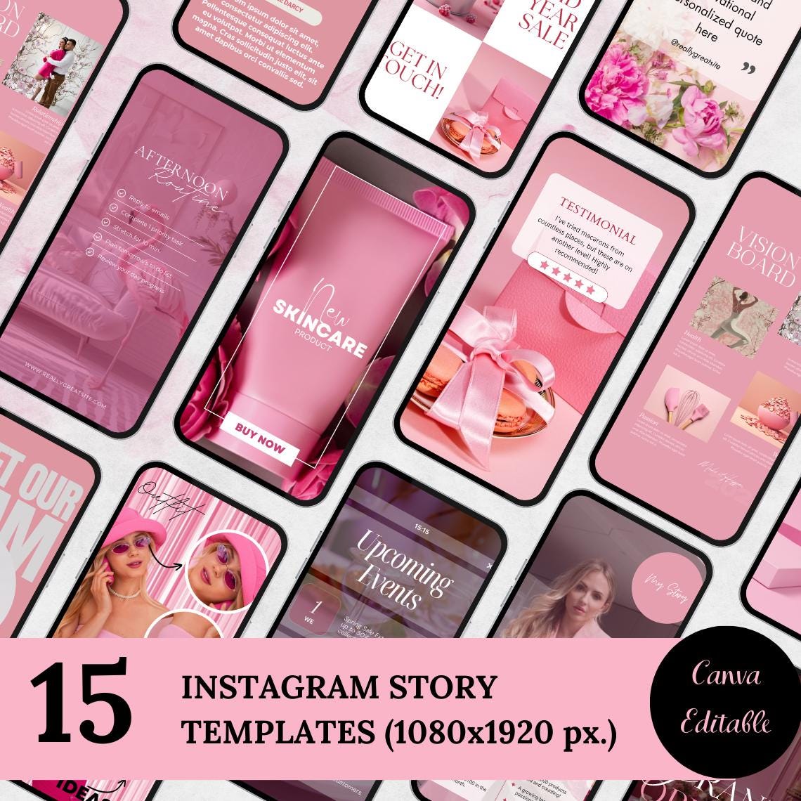 Girly Pink Instagram Post Templates, Pink Social Media Templates ...