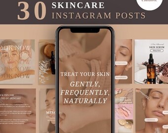 30 Skincare Instagram Post Templates, Social Media Template for Beauty Esthetician, Canva Templates, Beauty Instagram Posts