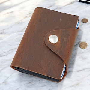 Tarjetero de cuero genuino para hombre, billetera para papá, tarjetero de regalo personalizado