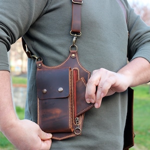 sac en cuir portable, sac gilet étui