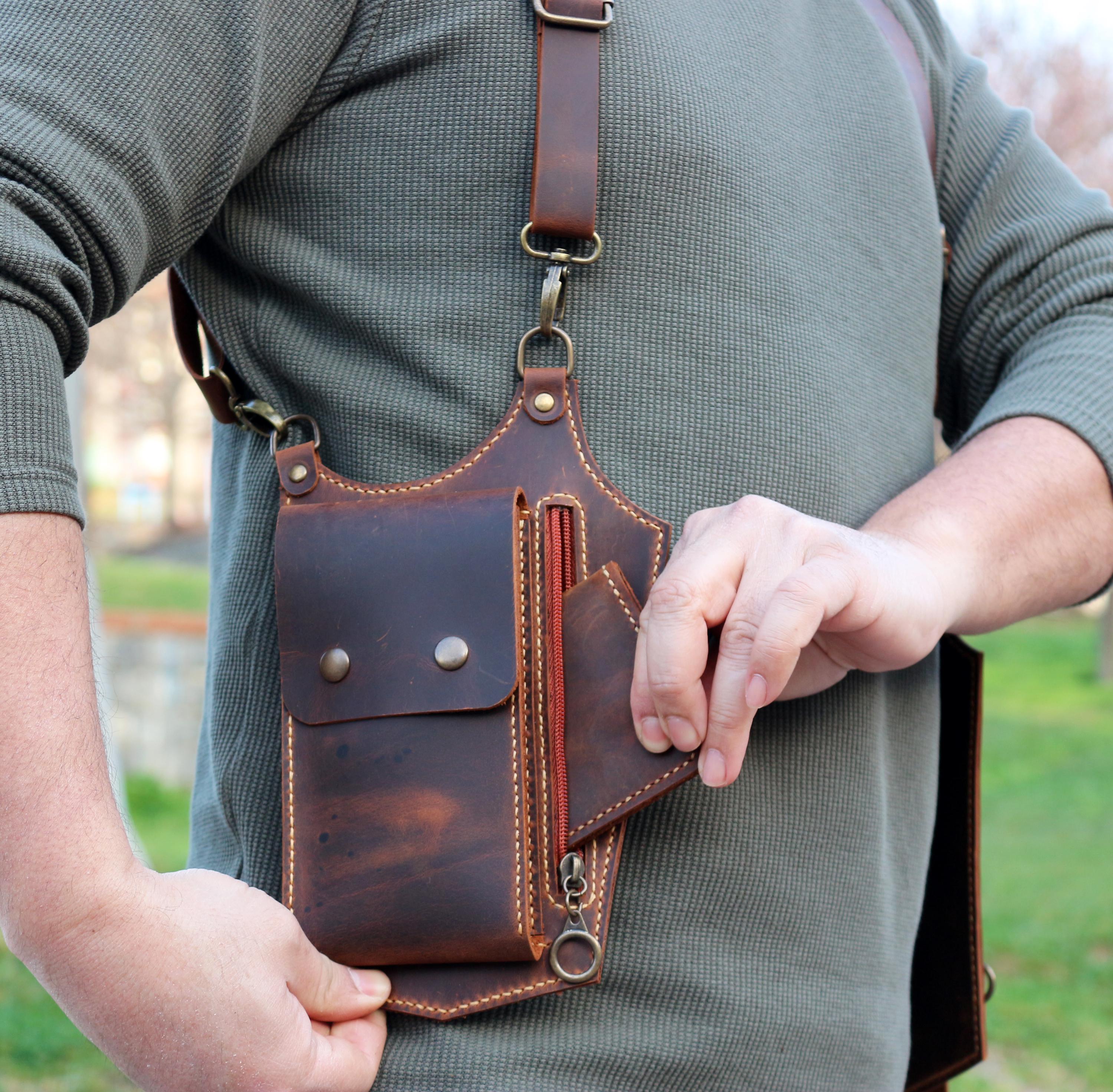 Portefeuille D'épaule Style Holster SIMBATEC – Petit Format, Anti-vol – Avec Poche Téléphone Et Fermetures Velcro/zip – En Tissu Cordura