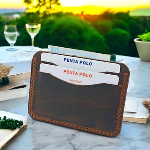 Echtleder Herren Geldbörse Kartenhalter, Papa Brieftasche, personalisierter Geschenkkartenhalter