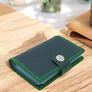Cartera porta tarjetas de cuero genuino hecha a mano, tarjetero unisex para hombres y mujeres, artículo de regalo personalizado