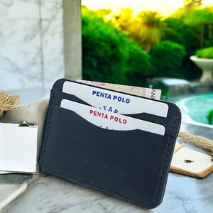 Tarjetero de cuero genuino para hombre, billetera para papá, tarjetero de regalo personalizado