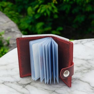 Echt leren heren portemonnee kaarthouder, vader portemonnee, gepersonaliseerde cadeaukaarthouder