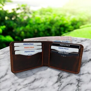 Tarjetero de cuero genuino para hombre, billetera para papá, tarjetero de regalo personalizado