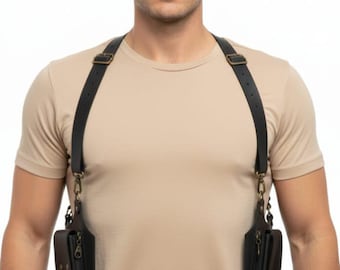 Borsa con fondina in pelle dal design speciale a forma di gilet indossabile