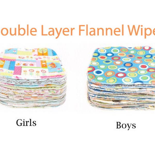 Sweet Bobbins Cloth Wipes Starter Set of 12 wipes -  Double Layer Flannel - 8x8