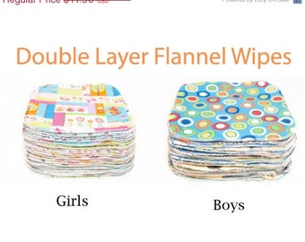 Sweet Bobbins Cloth Wipes Set of 80  wipes -  Double Layer Flannel - 8x8