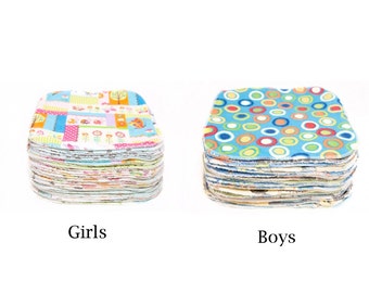 Sweet Bobbins Cloth Wipes - 25 wipes - Choose Gender  - OBV and Flannel - 8x8