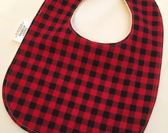 Little Lumberjack - Bib infantil o infantil - respaldo de tela de felpa - reversible con broches ajustables