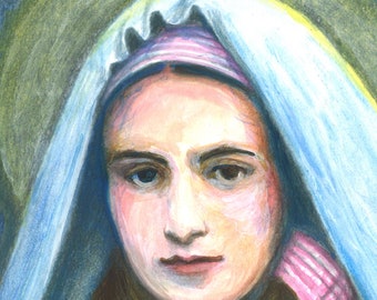 St Bernadette of Lourdes Color Art Print