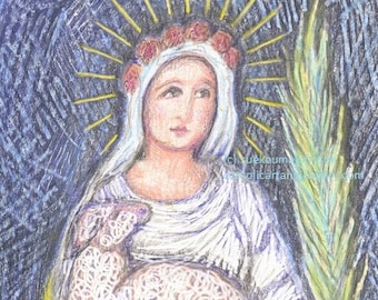 Impressão de arte católica de Santa Inês