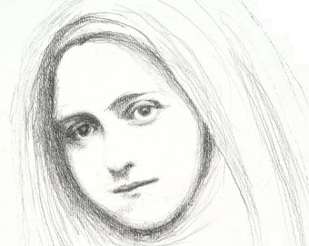 Saint Therese of Lisieux Pencil Drawing - Archival Quality