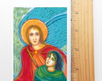 Angel Raphel and Tobit – by Sue Kouma Johnson – Prayer to St. Raphael – pack of 10/100/1000
