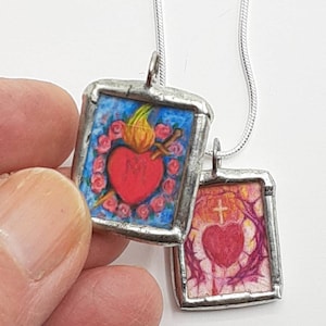 Immaculate Heart of Mary and Sacred Heart of Jesus Necklace