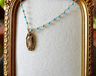Our Lady of Guadalupe Necklace on beaded chain