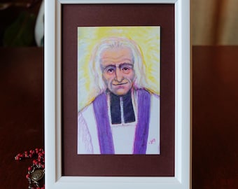 Framed Jean Vianney Holy Card