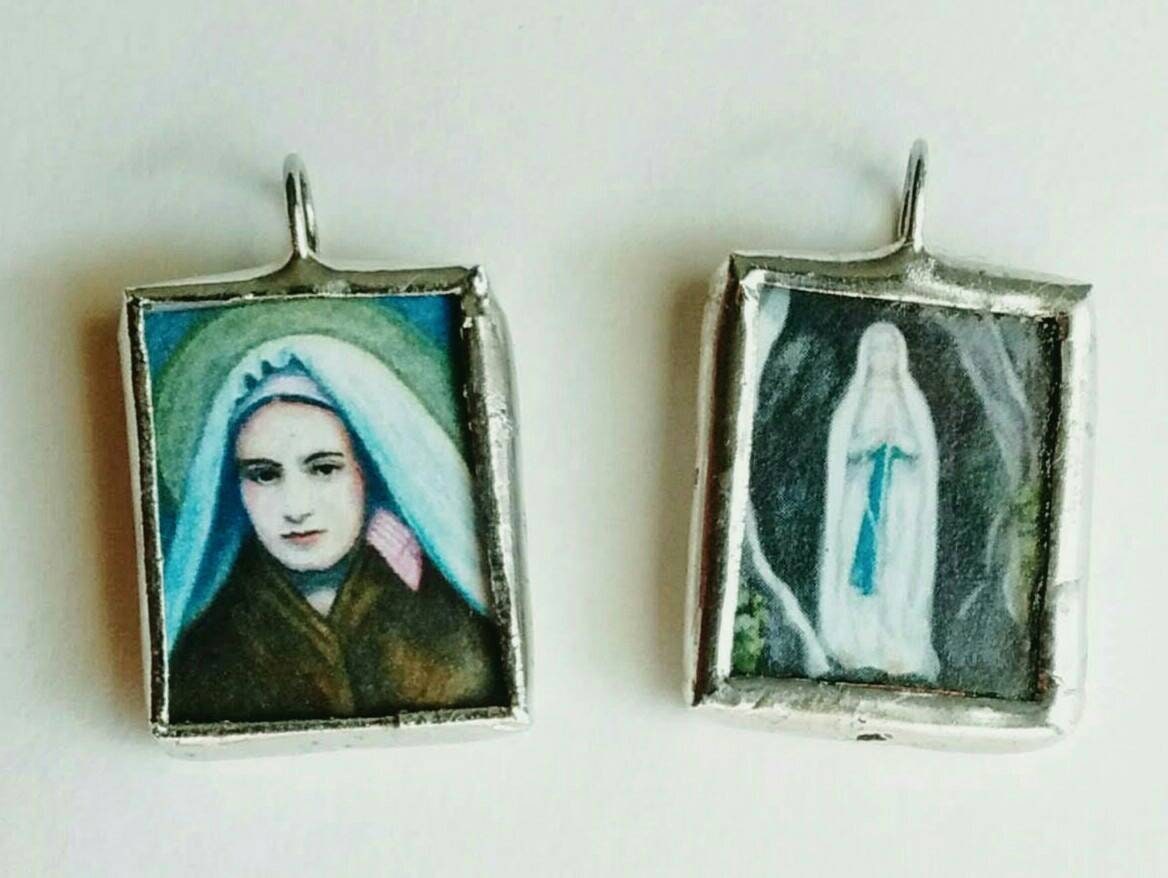 St Bernadette and Our Lady of Lourdes Medal - Etsy