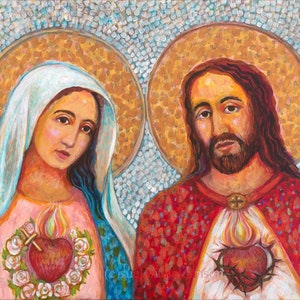 Sacred Heart and Immaculate Heart Art Print