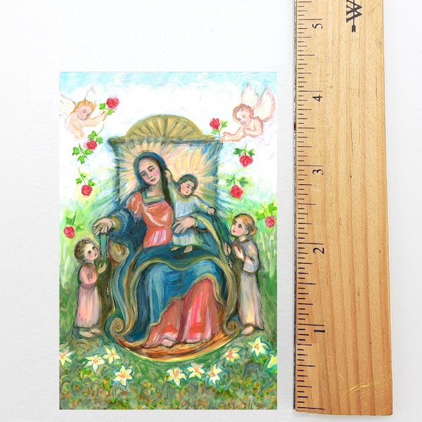 New! Our Lady of the Holy Rosary - Holy Cards – by Sue Kouma Johnson – pack of 10/100/1000