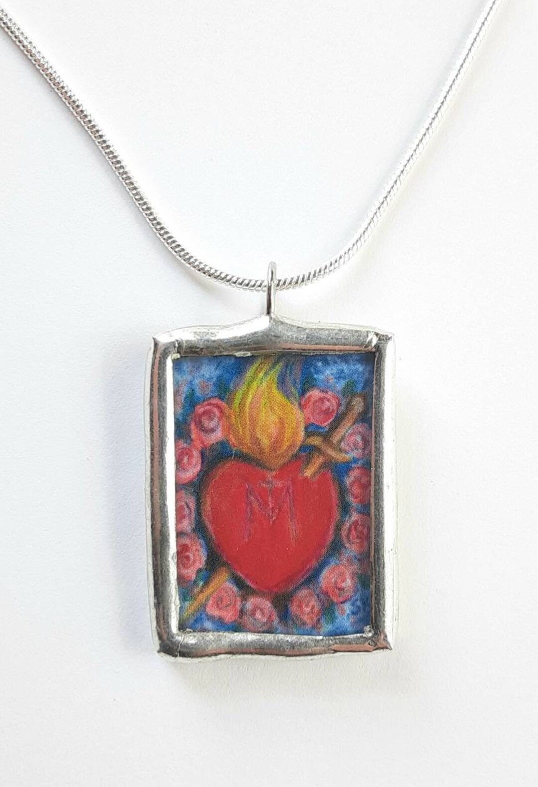 Immaculate Heart of Mary Symbol Pendant Etsy