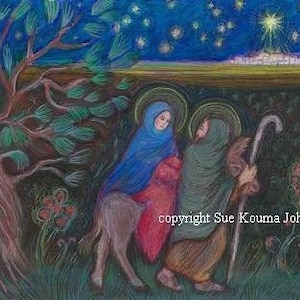 Journey to Bethlehem Holy Family Art Print Wedding Gift
