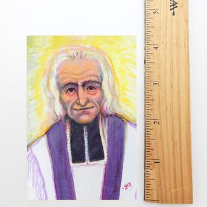 ¡Novedad! San Juan Vianney – Oración por los sacerdotes – Estampa sagrada – por Sue Kouma Johnson – paquete de 10/100/1000