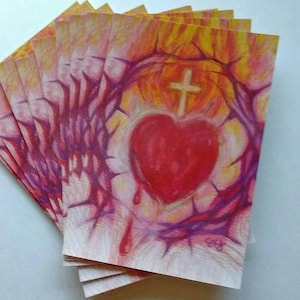 Jeu de 3, 10 ou 100 cartes postales du Sacré-Cœur de Jésus