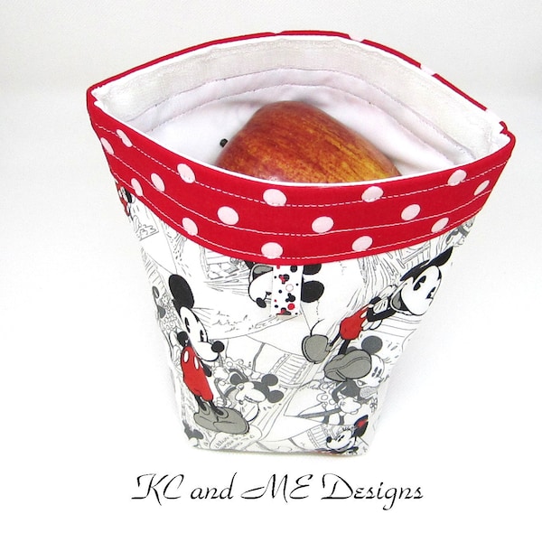 Reusable Snack bag ECO friendly  Fabric outside and  food safe PUL inside