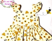 Girls Spring and Summer Bee print Top and yellow Shorts set RTS size 4 Free Shipping USA