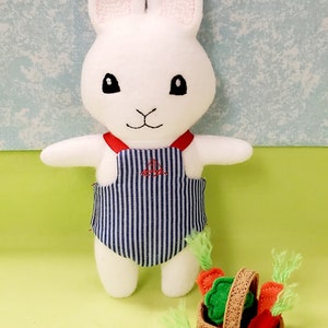 bunny rabbit set Easter boy stuffed bunny with basket and veggies Handmade USA
