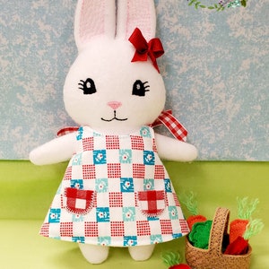 bunny rabbit set Easter stuffed girl bunny with basket and veggies  small Handmade USA