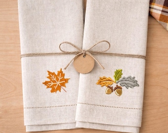 Herbstliches Stickmaschinen-Set – Ahornblatt- und Eichelmotive – Herbstliche Landhausdeko (Digitaler Download)