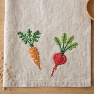 Ensemble de motifs de broderie carottes et betteraves rouges | Fichiers de broderie Machine de légumes | Décoration de cuisine de ferme