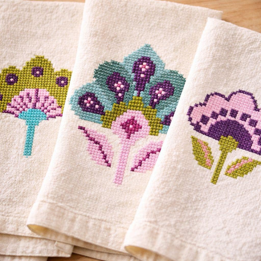 Scandinavian Folk Flower Cross Stitch Embroidery Bundle, Nordic Floral ...