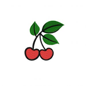 Cherry Machine Embroidery, Fruit Embroidery Pattern, Kitchen Embroidery Designs, Food Theme Embroidery, Cherry For Shirt, Embroidery Project