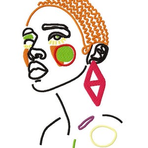 Unique Women Portrait Embroidery Machine Design, Abstract Girl Embroidery, Machine Embroidery Digital Pattern, Machine Embroidery Designs
