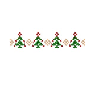 Borduurontwerp kerstboomrand | Machineborduurpatroon vakantie | Rand tafelloper winter | Ontwerp kersthanddoek