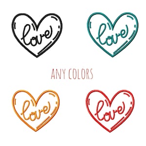 Heart and Love Machine Embroidery Design 3 sizes, Instant Download, Valentines Day Machine Embroidery Files, Heart for Valentines Day Design