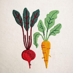 Motif de broderie carotte betterave rouge, broderie Machine de légume de cuisine de ferme (téléchargement numérique)