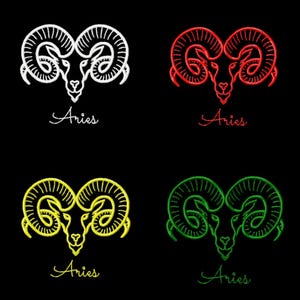 Aries Embroidery Design, Zodiac Aries Machine Embroidery File, Aries Embroidery Pattern, Digital Download, Horoscope Embroidery Designs