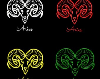 Aries Embroidery Design, Zodiac Aries Machine Embroidery File, Aries Embroidery Pattern, Digital Download, Horoscope Embroidery Designs