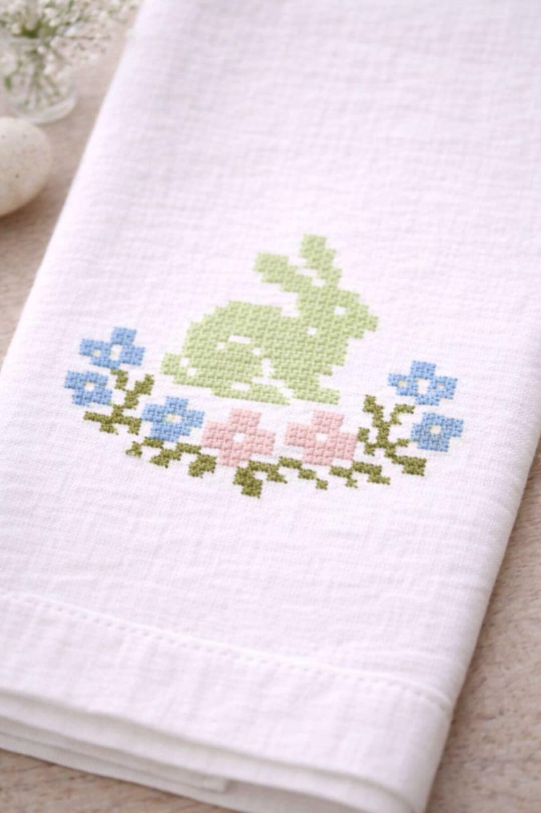 Easter Rabbit Cross Stitch Pattern | Floral Bunny Design | Instant ...