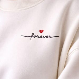Minimalist "Forever" Heart Embroidery Design | Romantic Script Machine File (Digital Download)