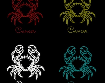 Cancer Cute Machine Embroidery Design, Cancer Embroidery Files, Instant Download, Zodiac Embroidery, Digital Download 3 Sizes T-shirt Design