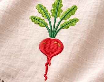 Beet Embroidery Design | Vegetable Machine Embroidery File | Kitchen Towel Apron Pattern | 3 Sizes