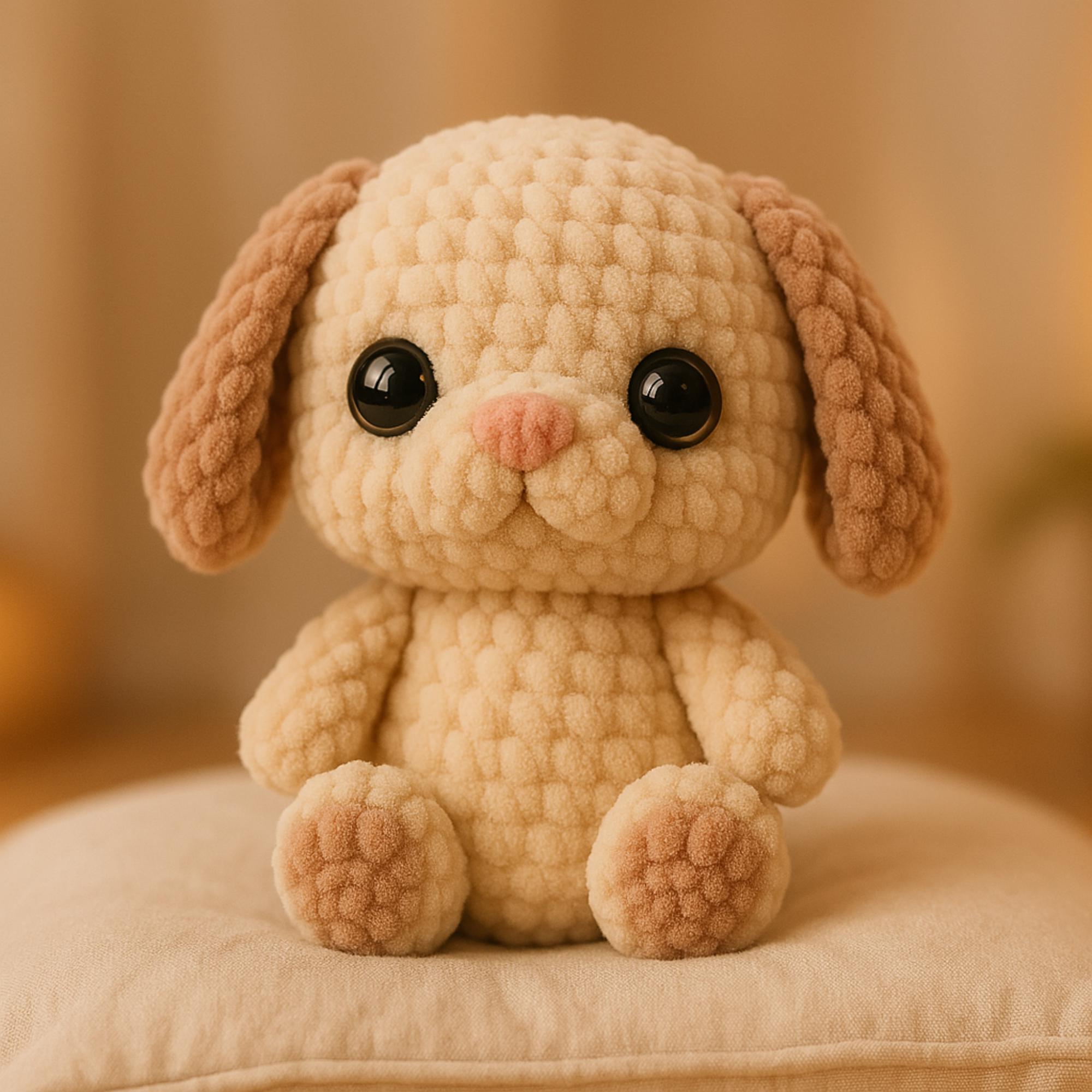Puppy Easy Crochet Pattern, Low Sew Friendly Beginner Baby Dog