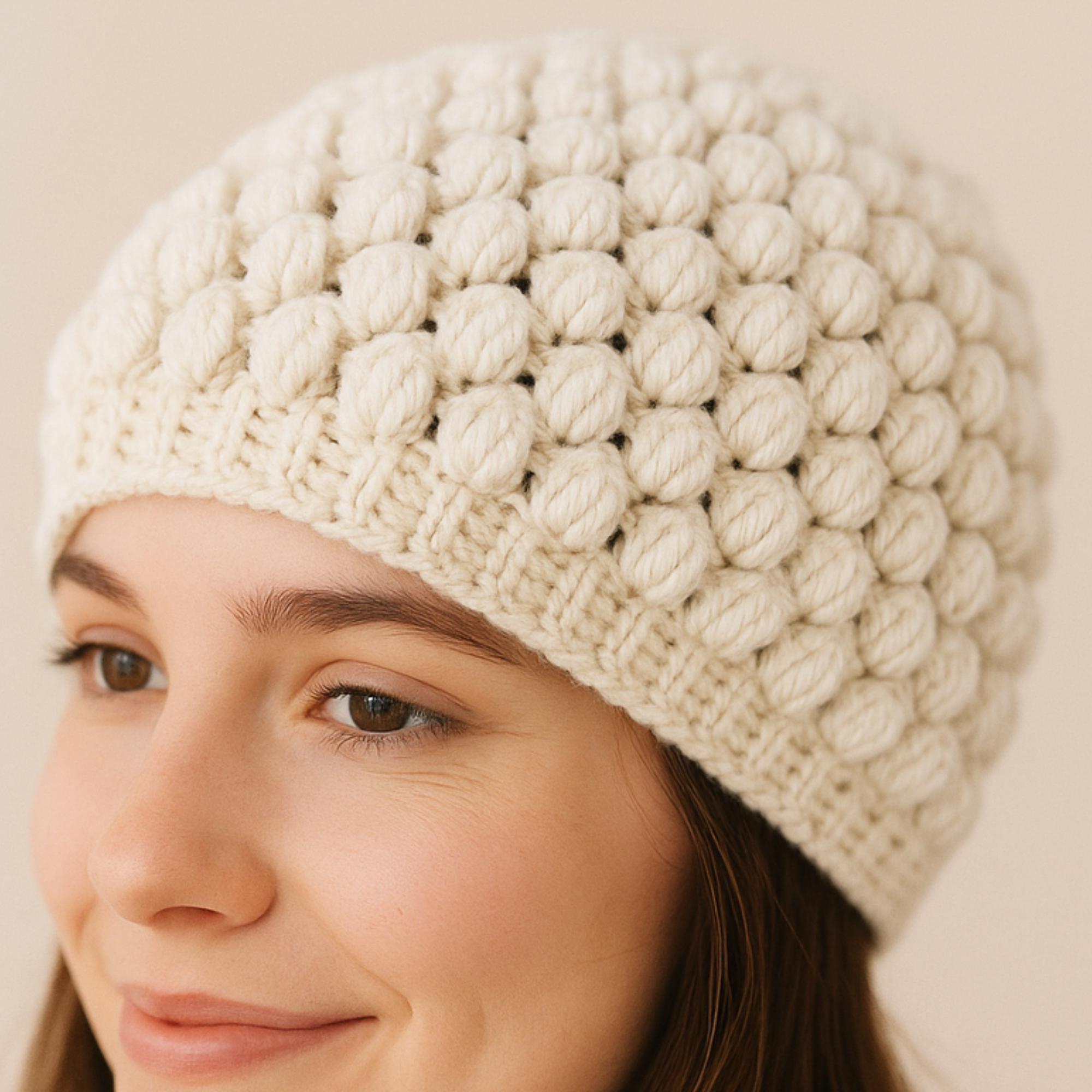 CROCHET PATTERN Snowy Wheat Puff Stitch Crochet Hat Pattern