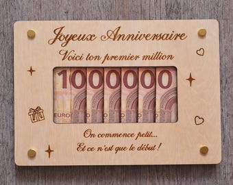 Biglietto regalo di compleanno in legno – Busta originale e divertente per i soldi